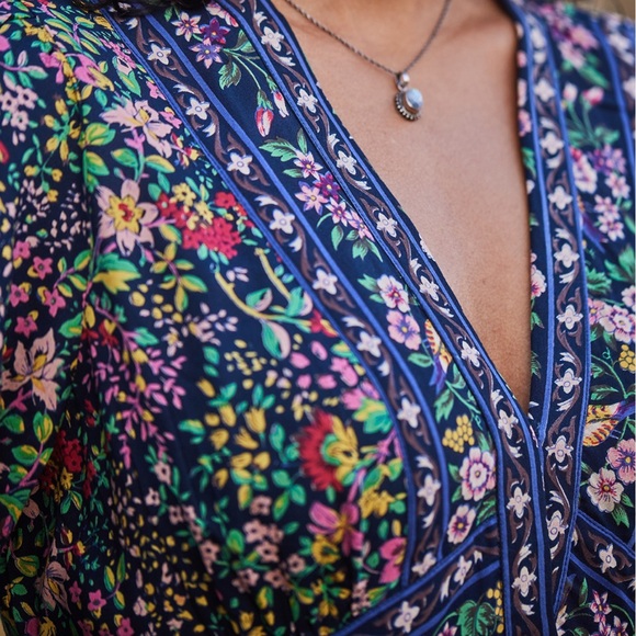 April Cornell NEW Darjeeling Dress Floral Maxi Navy SZ XL - Picture 2 of 7